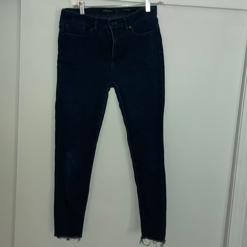 Dark Wash Banana Republic skinny, mid-rise Jean- raw hem
